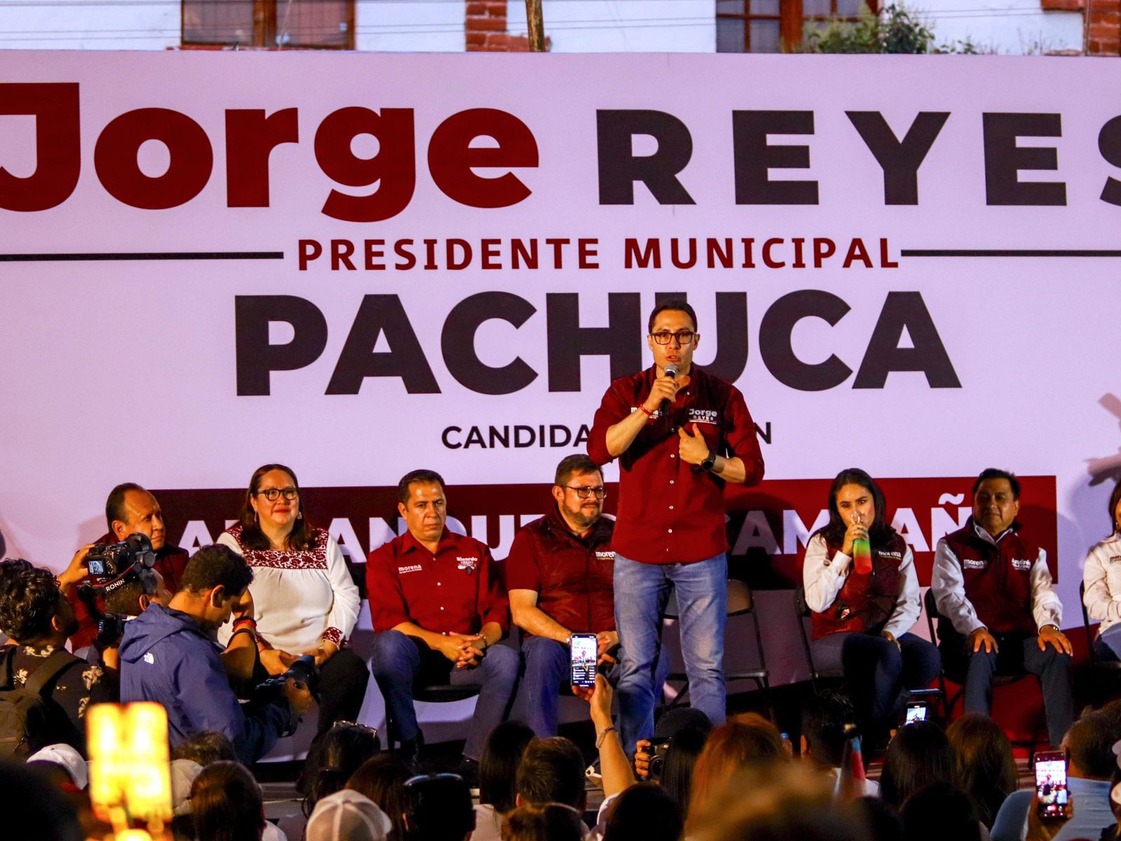 Jorge Reyes, candidato común de Morena y Nueva Alianza, promete transformación en Pachuca